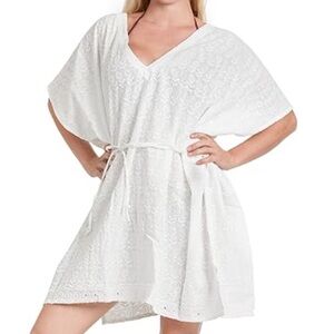 NWT LA LEELA Women's Swim Cover Up Beachwear Bikini Tunics Off- white one size